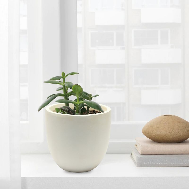 LuxenHome Round Tapered 9.2" H House Planter, Indoor/Outdoor White