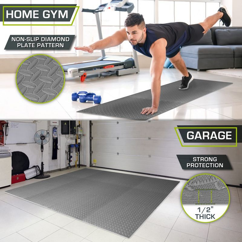 ProsourceFit Exercise Puzzle Mat 1/2-in, Grey, 48 Sq Ft - 12 Tiles