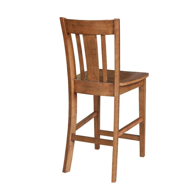 24" San Remo Counter Height Barstool Distressed Oak - International Concepts: Solid Wood, Traditional Style