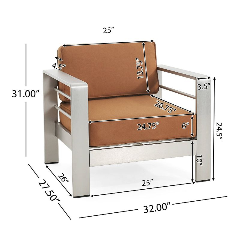 Christopher Knight Home 2pc Cape Coral Outdoor Club Chair with Cushion Silver/Orange