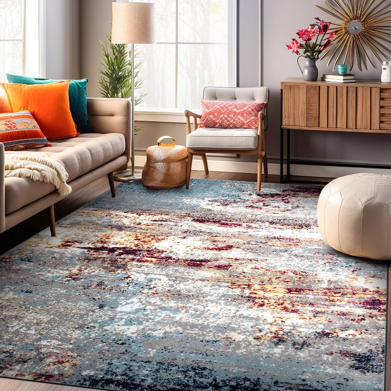 World Rug Gallery Distressed Abstract Watercolor Multi 3'3" x 5' Area Rug