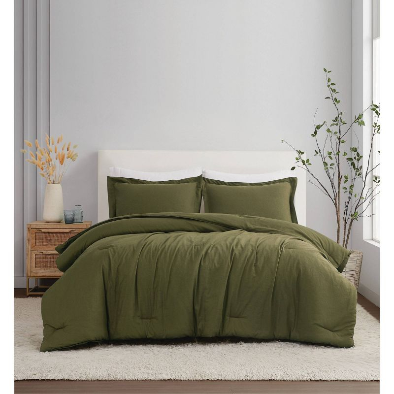 Brooklyn Loom 3pc Full/Queen Flax Linen Comforter Set Moss Green