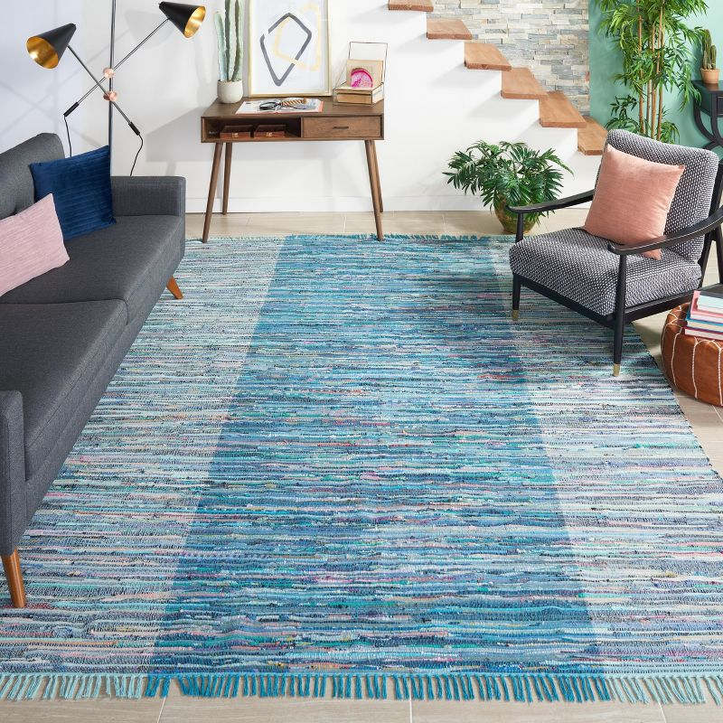 Rag Area Rug RAR122 Hand Woven Area Rug - Light Blue/Grey - 8'9"x11'9" - Safavieh.