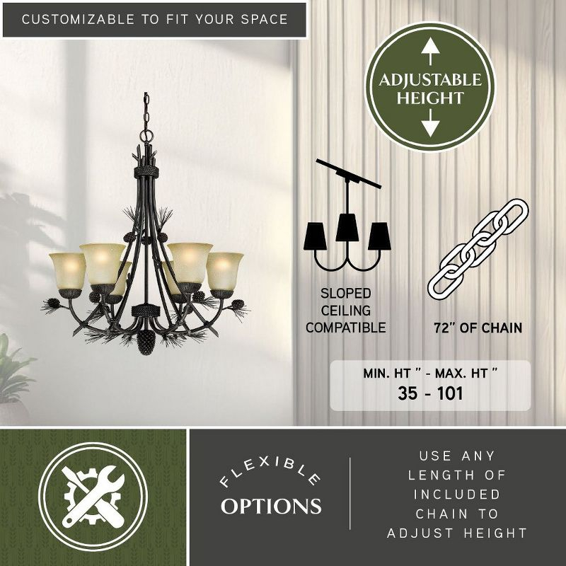 Vaxcel Sierra 6 - Light Chandelier in  Black Walnut