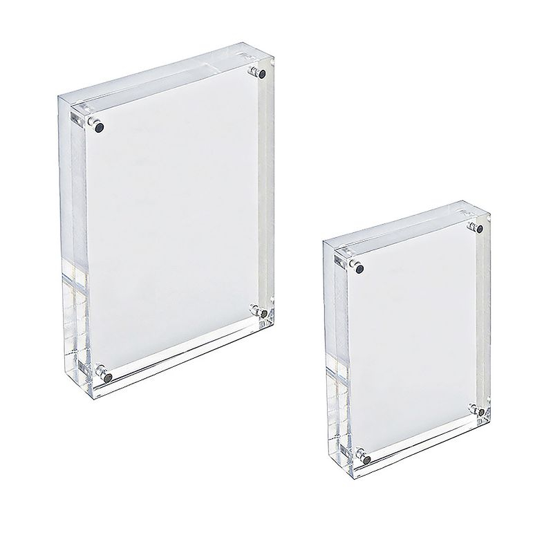 Azar Displays Clear Acrylic Magnetic Photo Block Frame Set with 4x6 and 5x7 size Frames