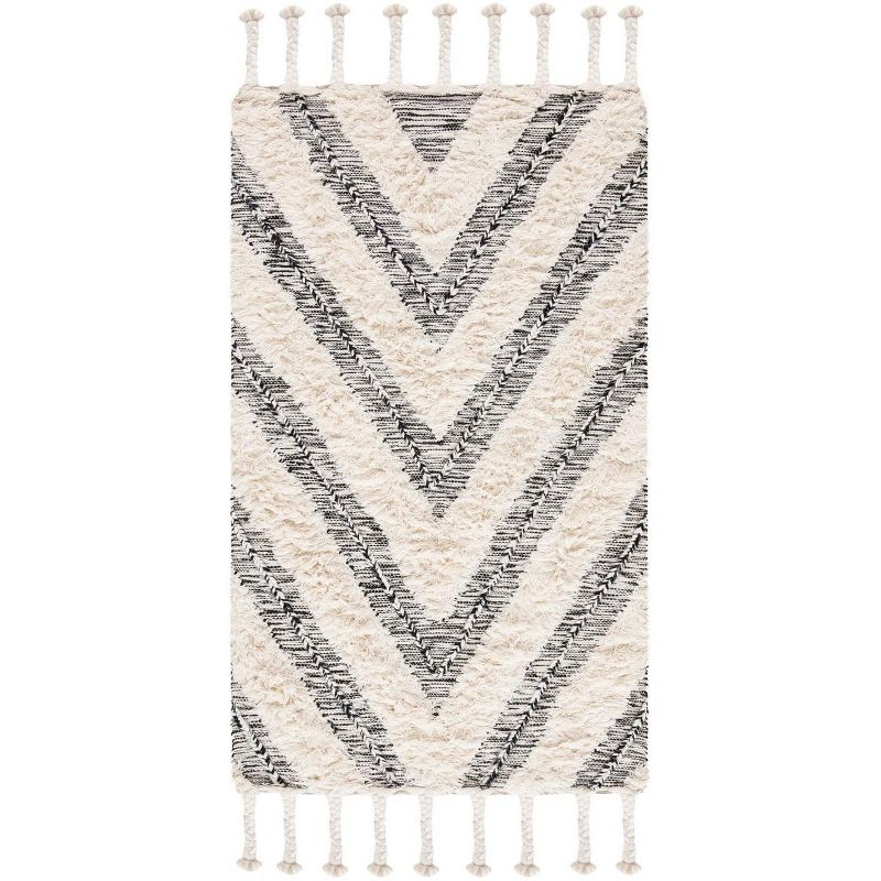 Kenya KNY901 Hand Knotted Accent Rug - Black/Ivory - 2'3"x4' - Safavieh.