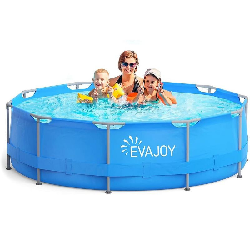 EVAJOY 12ft X 30in Metal Frame Above Ground Swimming Pool with Steel Frame Blue