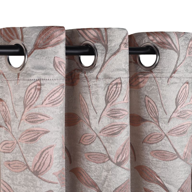 Modern Bohemian Leaves Room Darkening Semi-Blackout Curtains, Set of 2, 52"x108", Bronze - Blue Nile Mills