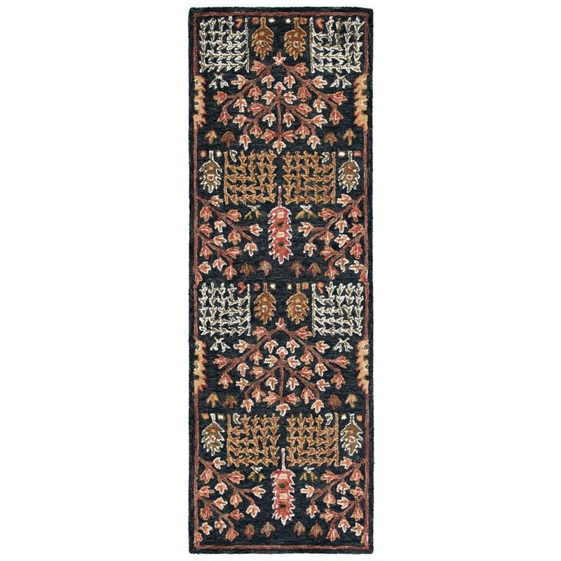 Aspen APN522 Hand Tufted Indoor Runner Rug - Black/Red - 2'3"x7' - Safavieh