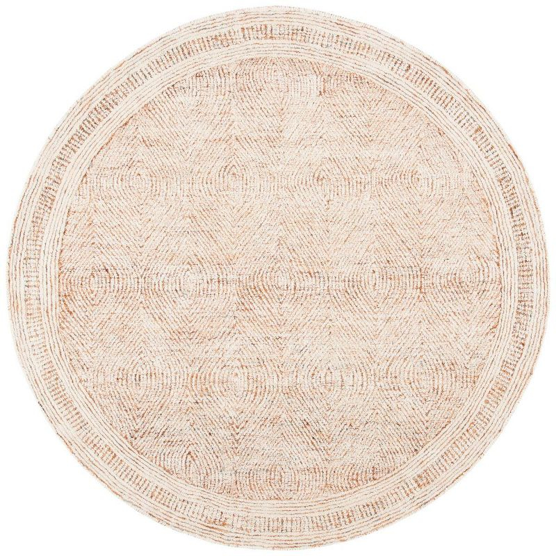 Abstract ABT340 Handmade Indoor Area Rug - Ivory/Rust - 4' Round - Safavieh