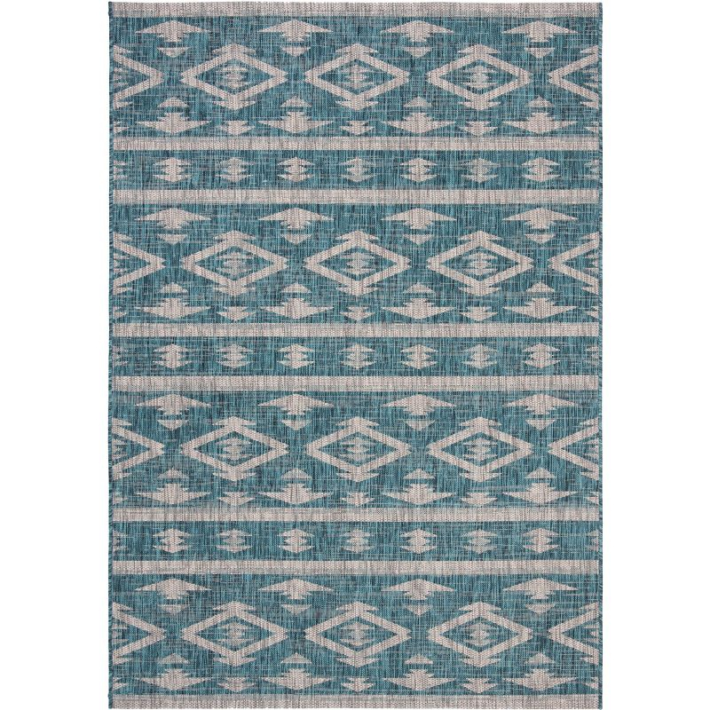 Courtyard CY8863 Power Loomed Indoor/Outdoor Area Rug - Teal/Grey - 5'3"x7'7" - Safavieh.