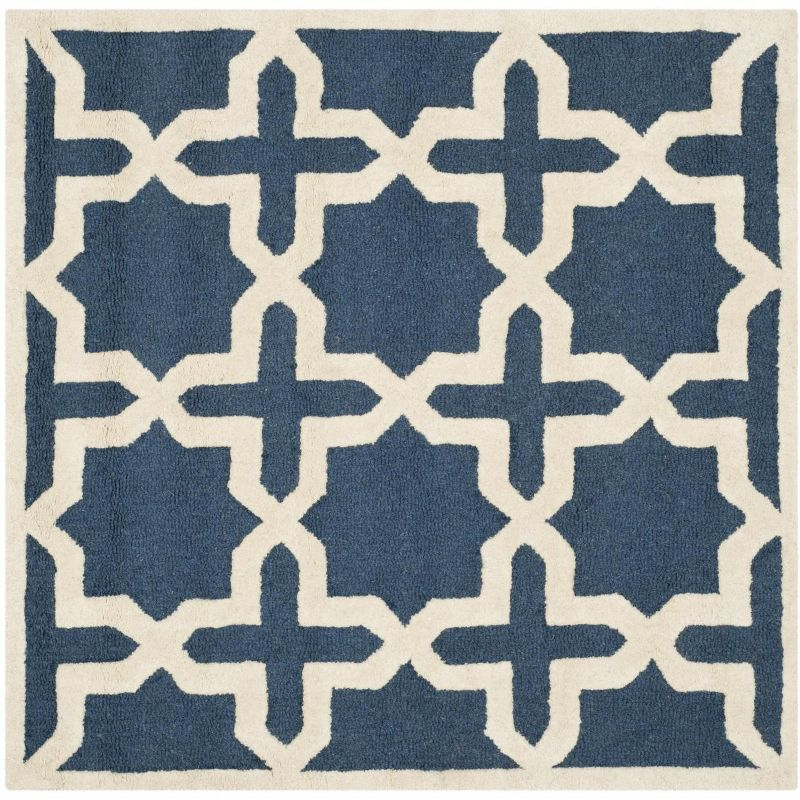 Cambridge CAM125 Tufted Indoor Area Rug - Navy Blue/Ivory - 4'x4' - Safavieh