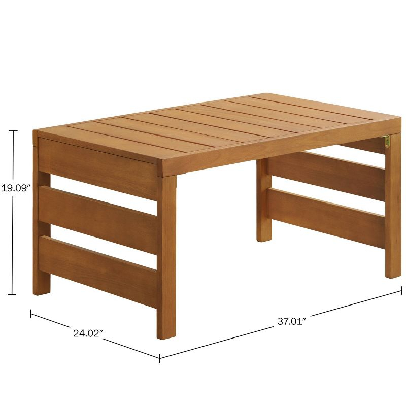 Alaterre Furniture Barton Eucalyptus Wood Outdoor Slotted Coffee Table Brown