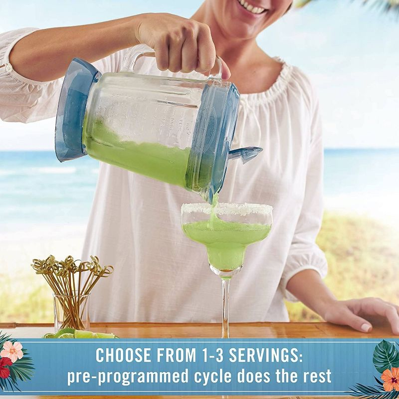 Margaritaville Key West Frozen Concoction Maker Ice Shaver and Crusher Blue/Silver: 64oz Capacity, 450W, Dishwasher-Safe Parts