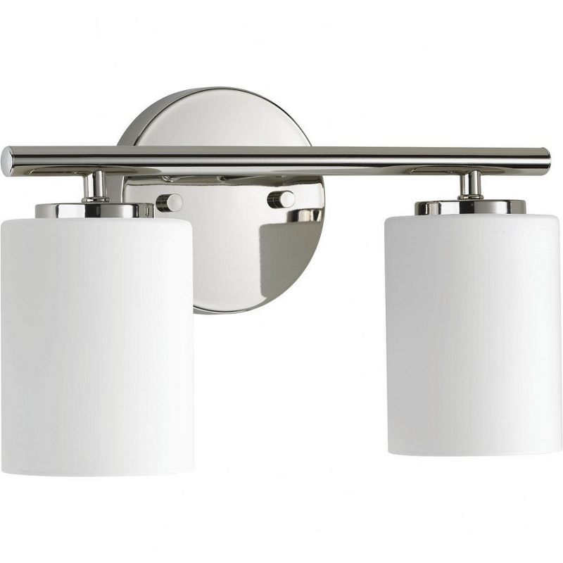 Progress Lighting Replay Collection 2-Light Bath Vanity, Polished Nickel, Shade Included