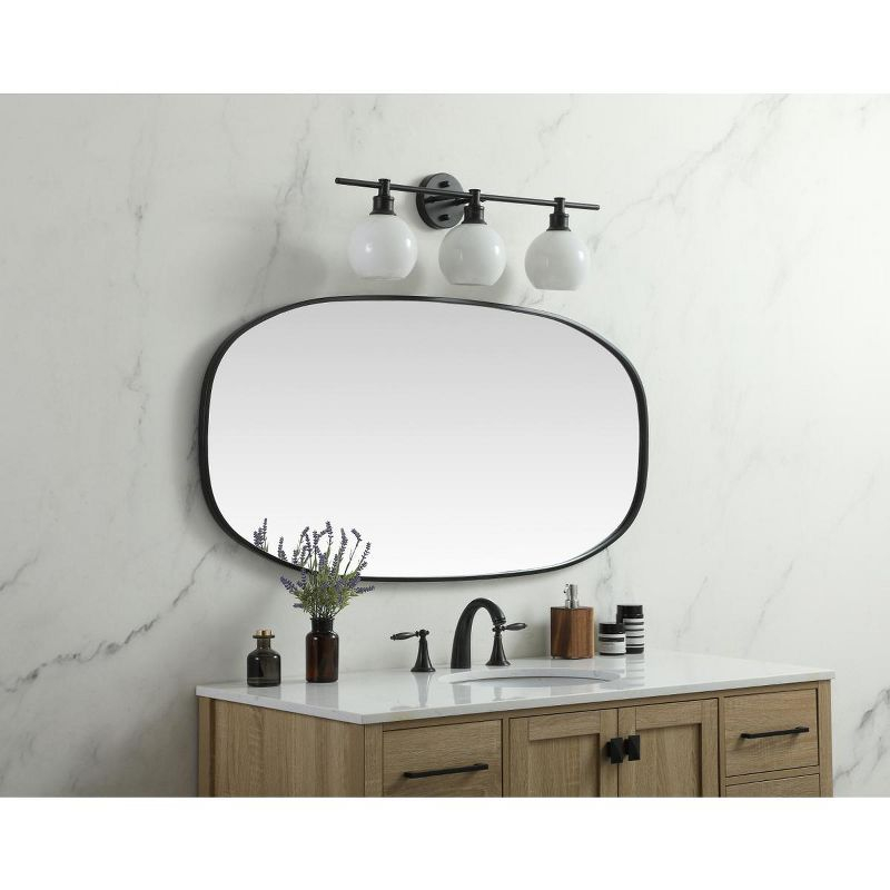 Elegant Lighting Metal Frame Oval Mirror 24x48 Inch in Black