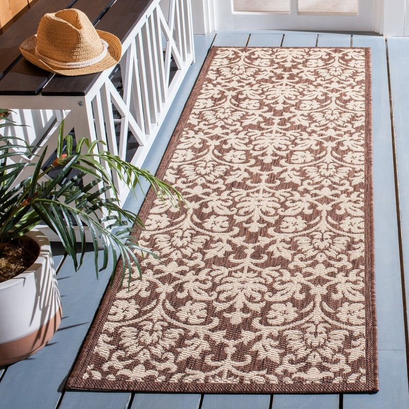 Courtyard CY3416 Power Loomed Indoor and Outdoor Runner Rug - Chocolate/Natural - 2'3"x6'7" - Safavieh