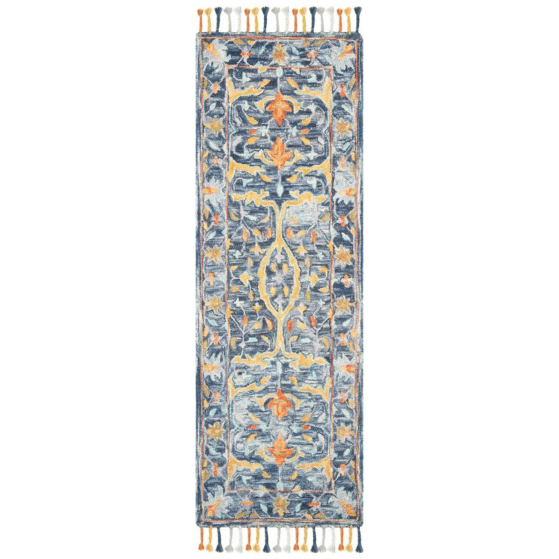 Aspen APN116 Hand Tufted Runner Rug - Blue/Rust - 2'3" X 11' - Safavieh.