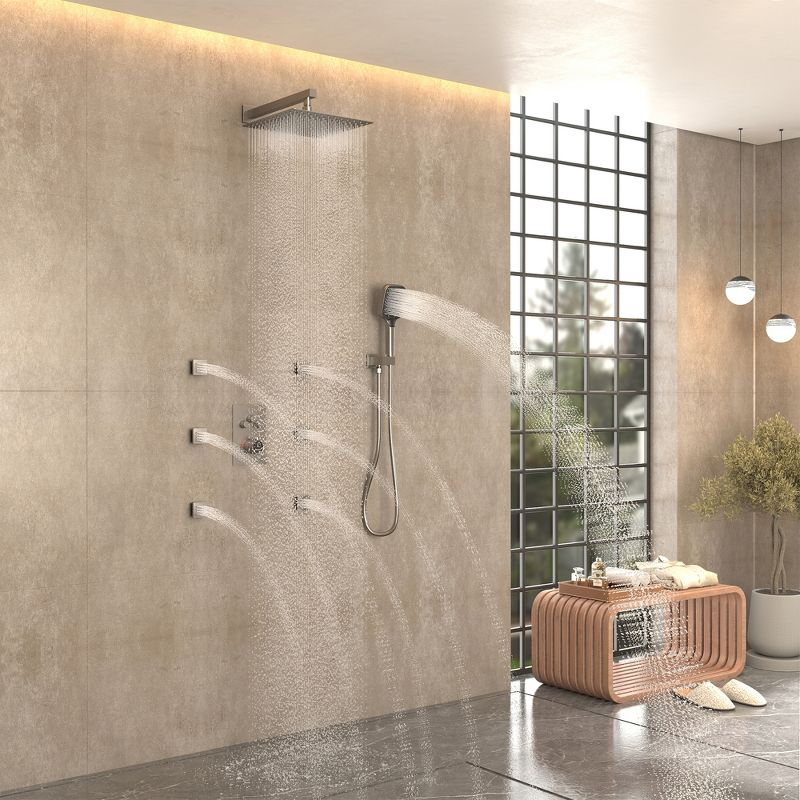 CASAINC 6-Spray 12 in. Thermostatic Dual Shower Heads with 6-Jets