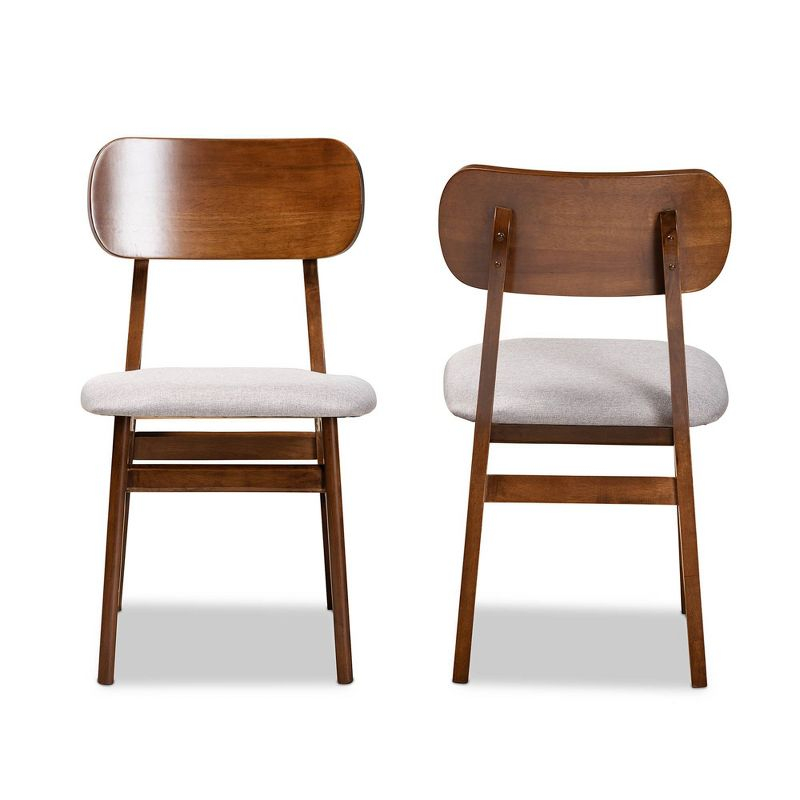 2pc EuclidWood Dining Chair Set Gray/Brown - Baxton Studio: Comfortable Seating, Angled Legs, Polyester