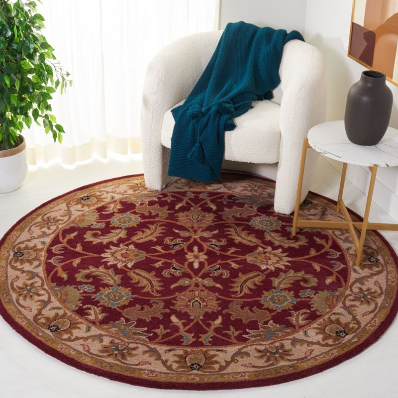 Heritage HG628 Hand Tufted Area Rug - Red/Ivory - 6' Round - Safavieh.