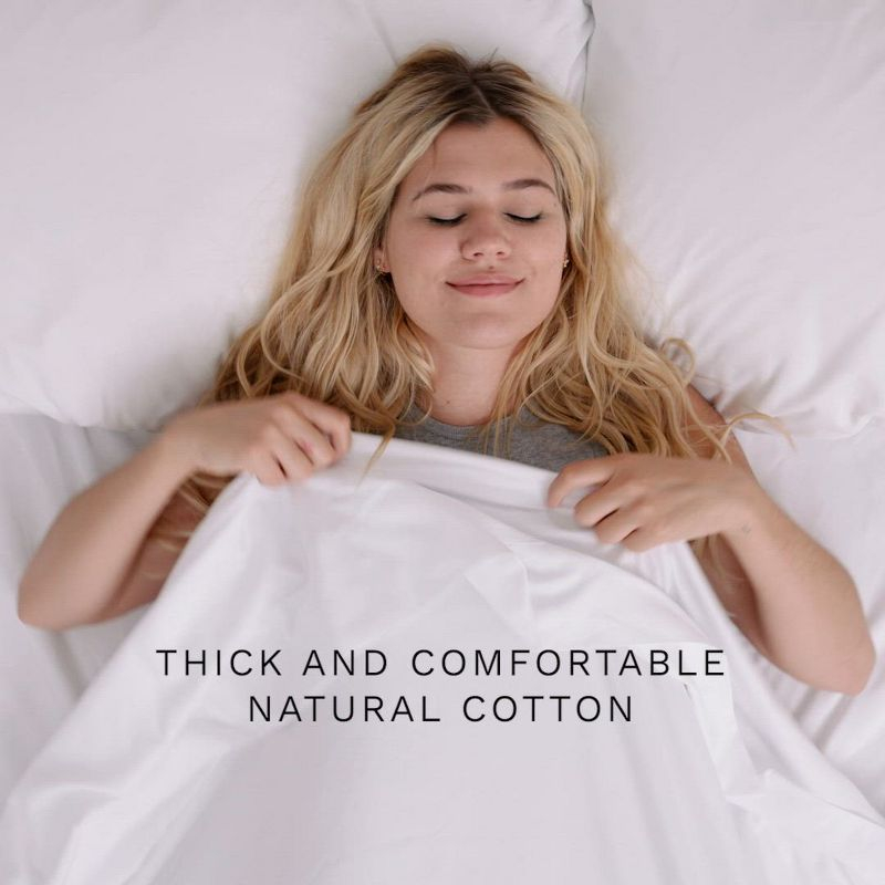 CGK Linens 100% Cotton 400 Thread Count 4 Piece Sheet Set - Soft & Cozy Sateen Bed Sheets in Cream, Size Queen