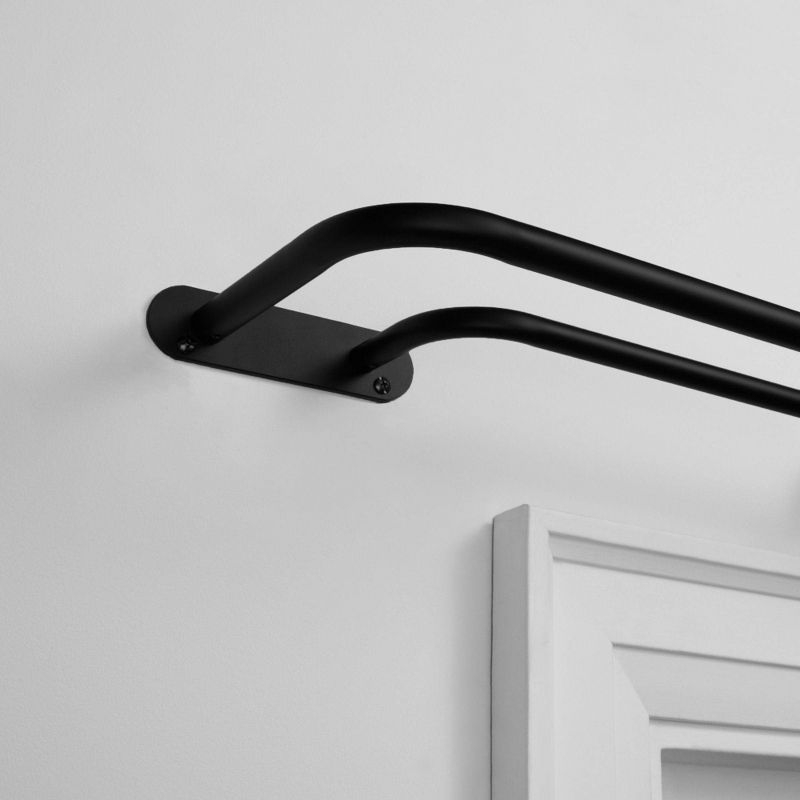 Exclusive Home 83.5"-120" Fetter Curtain Rod - Matte Black: Adjustable Iron Single Rod, 25lb Capacity, 8 Pieces