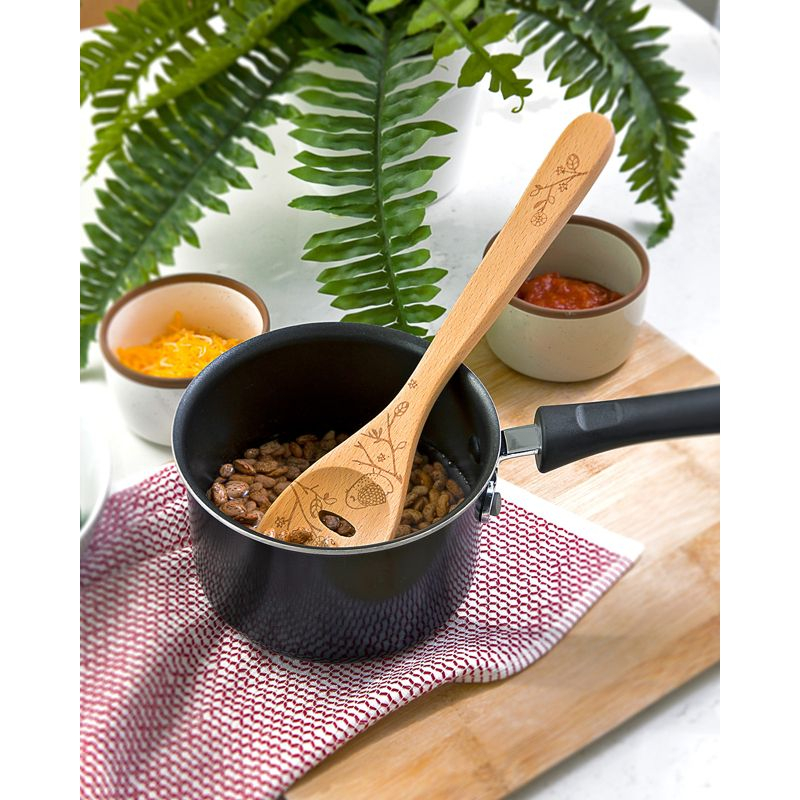 Talisman Designs Laser Etched Beechwood Slotted Spoon, Woodland Collection, Set of 1