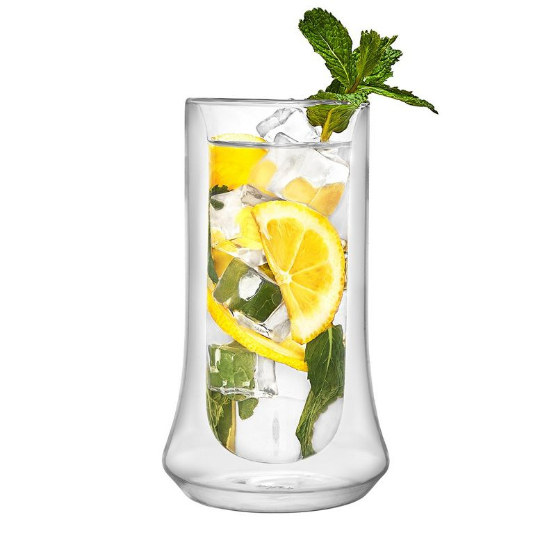 JoyJolt Cosmo Double Wall Highball Glasses – Set of 2 Insulated Glass Tumbler for Cocktails - 10 oz