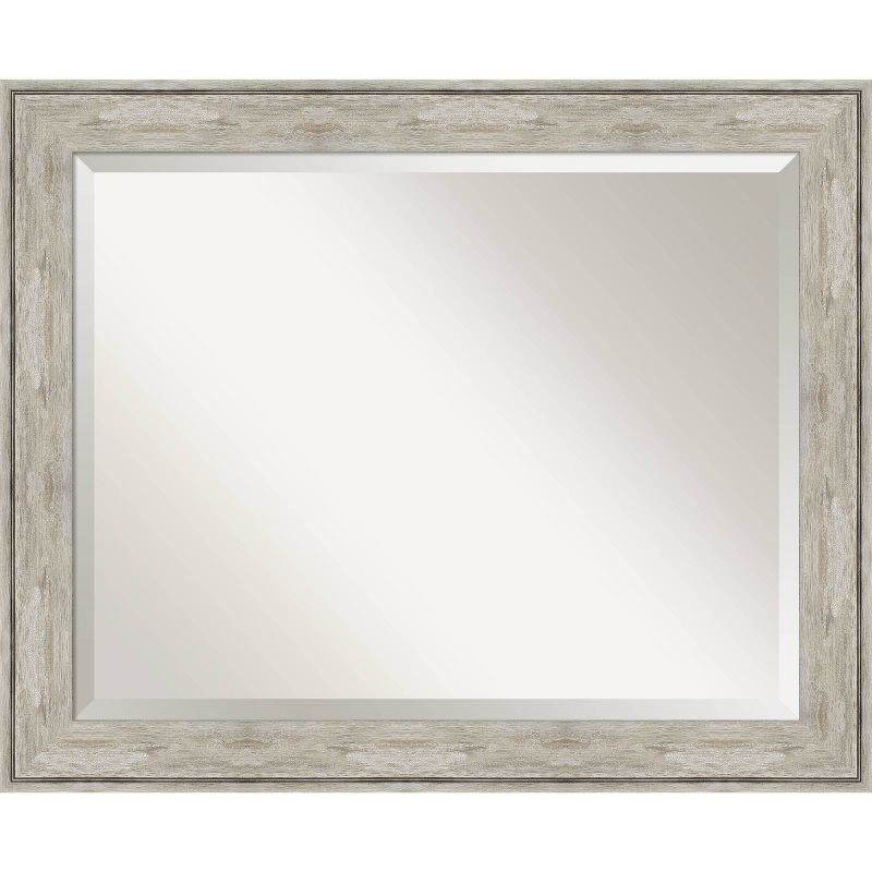 33" x 27" Crackled Framed Bathroom Vanity Wall Mirror Metallic - Amanti Art: Modern Rectangle, Beveled, No Assembly Required