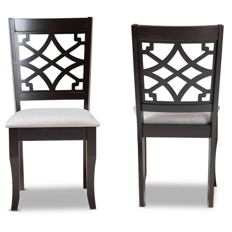 Set of 2 Mael Dining Chair Gray/Dark Brown - Baxton Studio: Elegant Cut-Out Back, Foam-Padded, Saber Legs