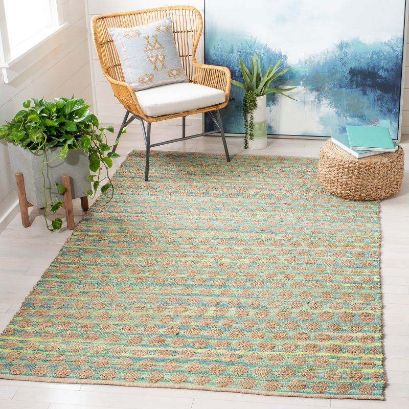 Cape Cod CAP820 Woven Indoor Area Rug - Teal/Natural - 4'x6' - Safavieh