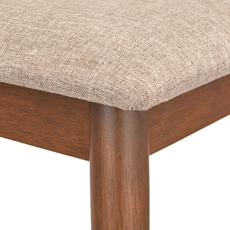 Newington Mid-Century Bench Walnut/Mocha - Lifestorey: Solid Rubberwood, Upholstered, 2-Seater