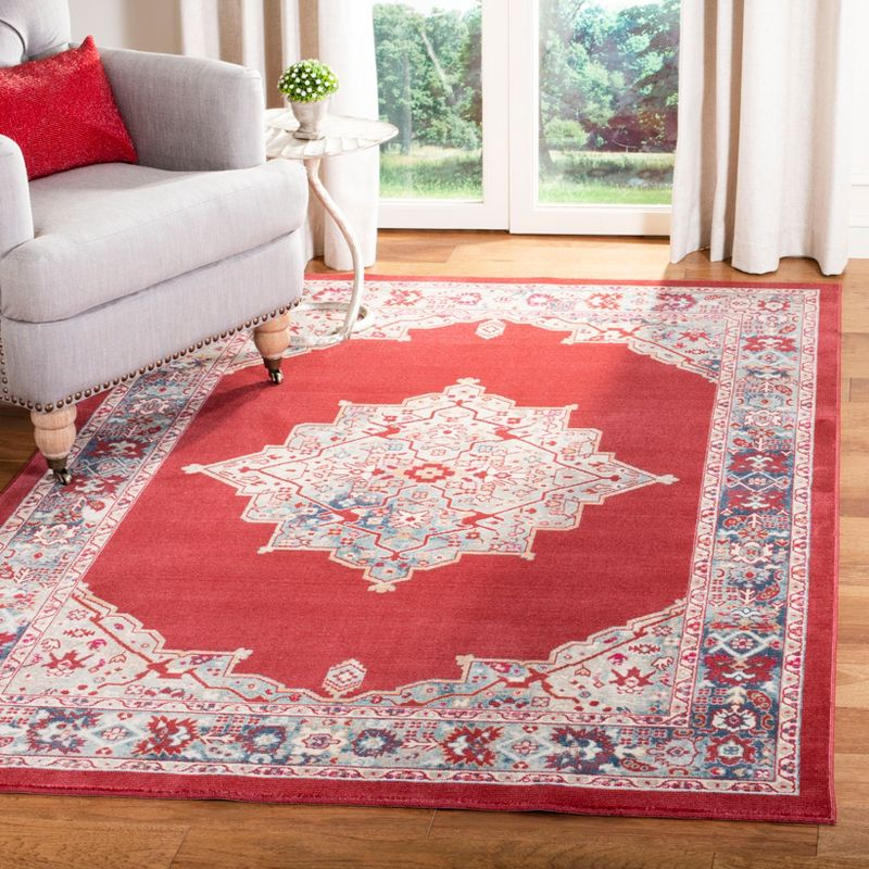 Merlot MER312 Power Loomed Area Rug - Red/Aqua - 5'x7' - Safavieh.