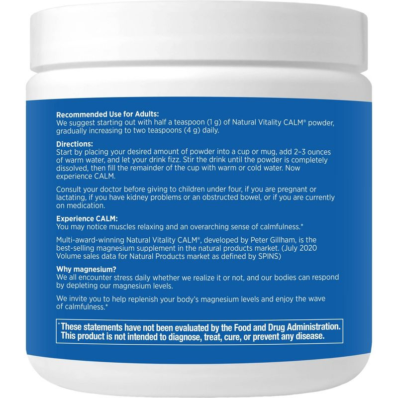 Natural Vitality CALM Mineral Magnesium Supplement Powder - Raspberry Lemon - 8oz