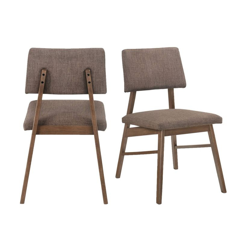 Picket House Furnishings Set of 2 Ronan Standard Height Side Chair Set Walnut: Upholstered, Contemporary Design, Rubberwood Frame
