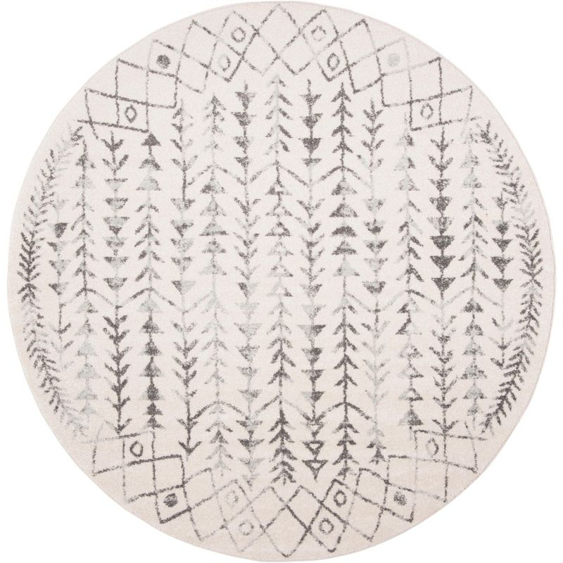 Tulum TUL262 Power Loomed Area Rug - Ivory/Grey - 9' round - Safavieh.