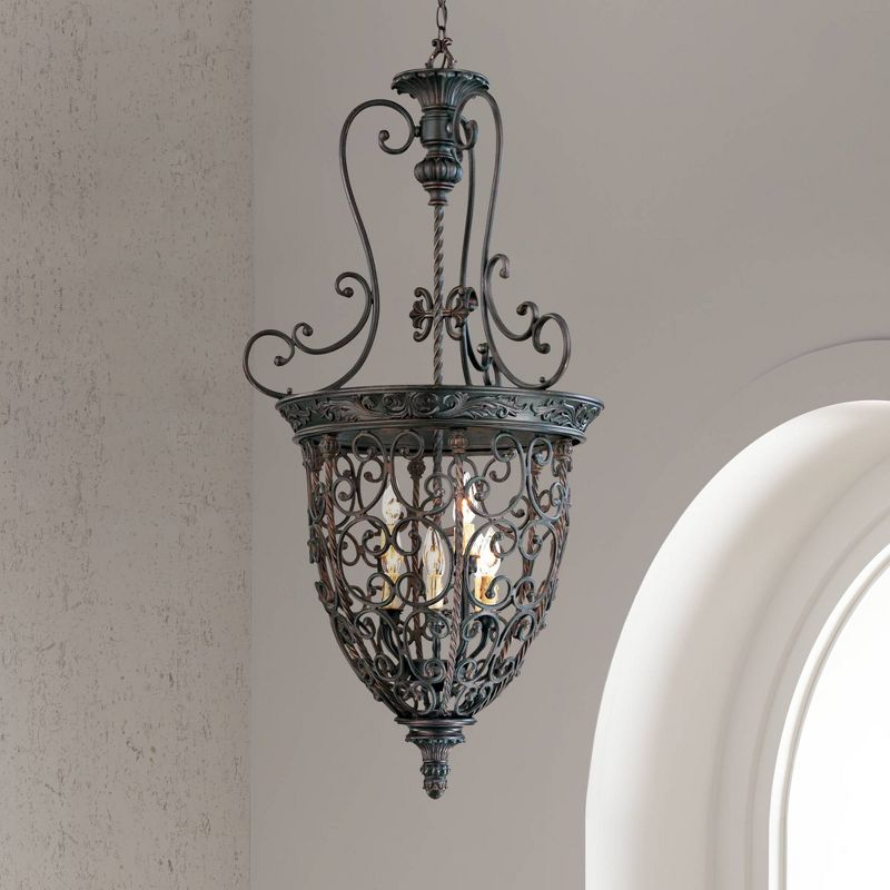 Franklin Iron Works French Scroll Rubbed Bronze Chandelier 22 1/2" Wide Rustic 9-Light Fixture for Dining Room House Kitchen Island Entryway Bedroom