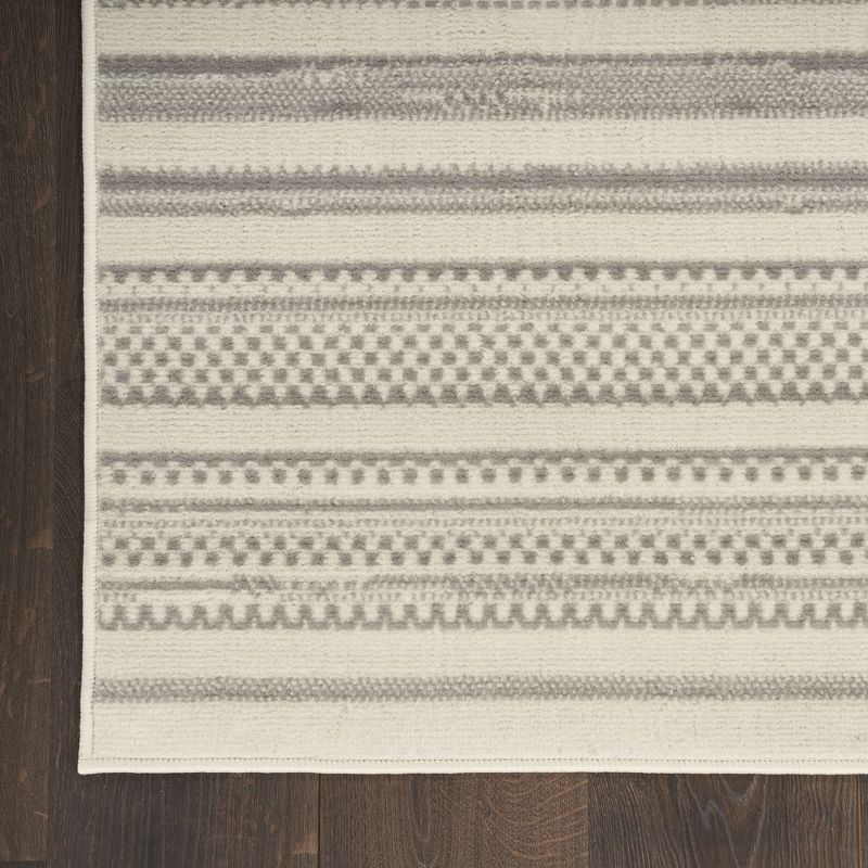 Nourison Grafix Abstract Striped Indoor Rug Ivory Grey 5'3" x 7'3"