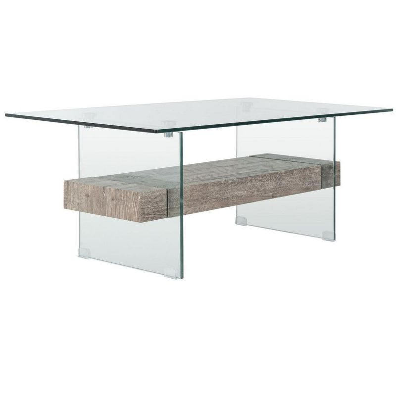 Kayley Coffee Table - Glass/Grey Oak - Safavieh