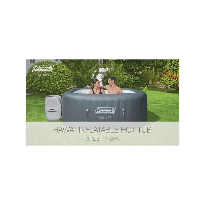 Coleman SaluSpa Atlantis AirJet 4 to 6 Person Inflatable Hot Tub Square Portable Outdoor Spa with 140 Soothing Jets with Cover, Blue