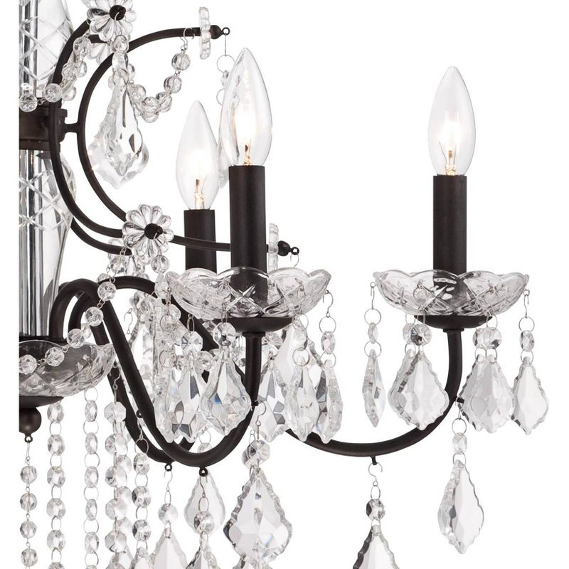 Vienna Full Spectrum DeMallo Dark Bronze Chandelier 26" Wide French Scroll Arm Clear Crystal 6-Light Fixture for Dining Room Home Foyer Kitchen Island