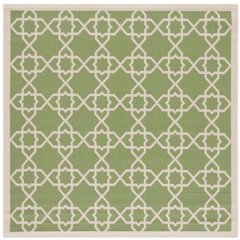 Courtyard CY6032 Power Loomed Indoor and Outdoor Area Rug - Green/Beige - 6'7"x6'7" - Safavieh