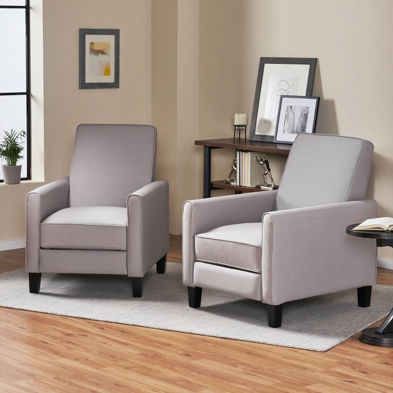 Christopher Knight Home Darvis Contemporary Upholstered Pushback Recliners (Set of 2), Light Gray/Fabric