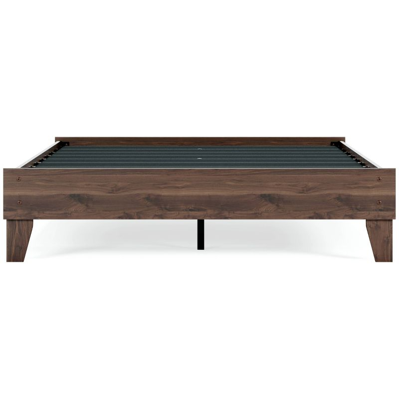 Queen Calverson Platform Bed Mocha - Signature Design by Ashley: Natural Finish, Wood Frame, No Box Spring Needed