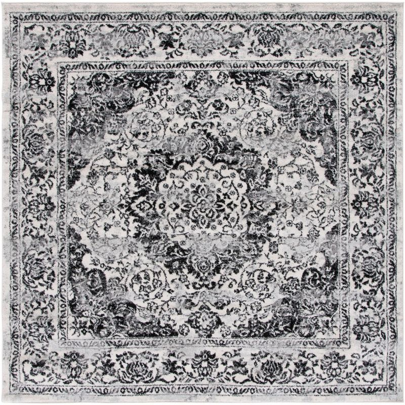 Tulum TUL282 Power Loomed Area Rug - Ivory/Black - 6'7"x6'7" - Safavieh.