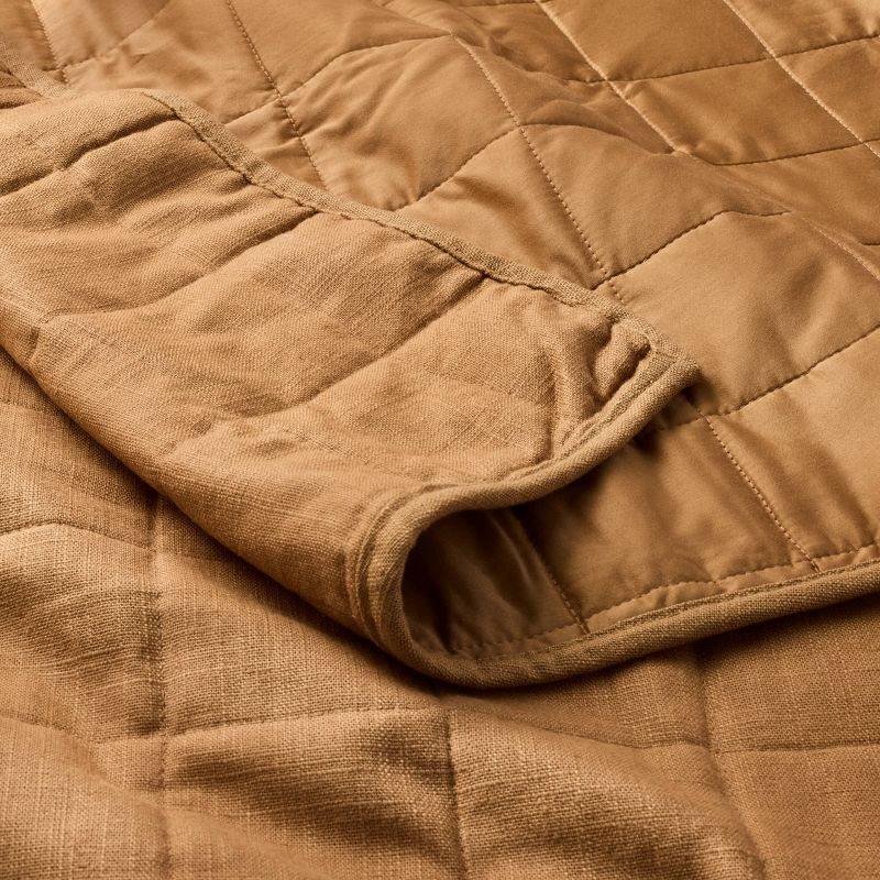 King Heavyweight Linen Blend Quilt Warm Brown - Casaluna™: Rayon & Cotton, OEKO-TEX Certified, Woven