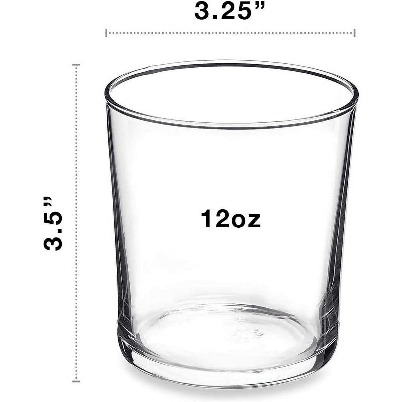 Bormioli Rocco Bodega Glassware, 12-Piece Medium 12 oz Drinking Glasses For Water, Beverages & Cocktails, Tempered Glass Tumblers, Clear