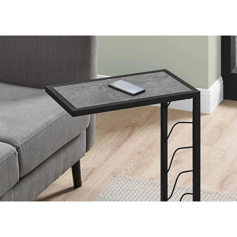 Monarch Specialties Accent Table C-Shaped End Side Snack Living Room Bedroom Metal Laminate Grey Black Contemporary Modern