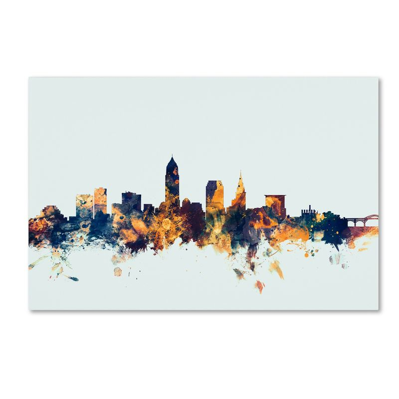 Trademark Fine Art -Michael Tompsett 'Cleveland Ohio Skyline Blue' Canvas Art